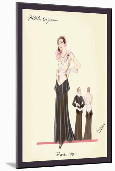 Eveningwear in Black and White-null-Mounted Art Print