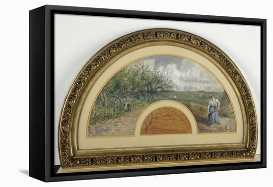 Eventail : côteaux de Chaponval-Camille Pissarro-Framed Stretched Canvas