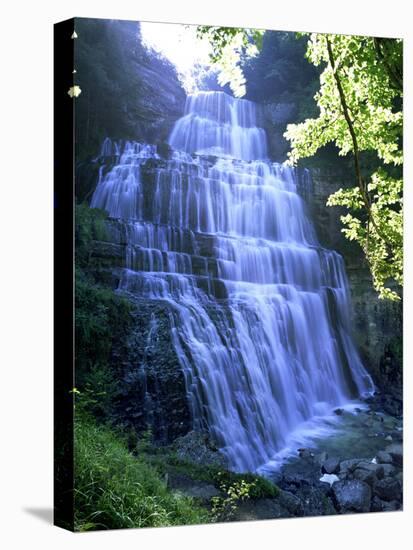 Eventail Waterfall, Cascades Du Herisson, Near Ilay, Jura, Franche Comte, France, Europe-Stuart Black-Stretched Canvas