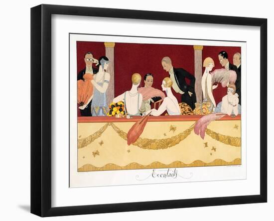 Eventails, Engraved by H. Reidel, 1924 (Pochoir Print)-Georges Barbier-Framed Giclee Print