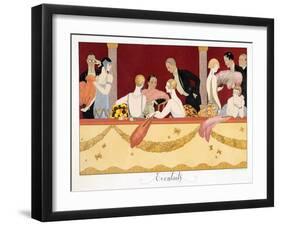 Eventails, Engraved by H. Reidel, 1924 (Pochoir Print)-Georges Barbier-Framed Giclee Print