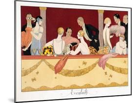 Eventails, Engraved by H. Reidel, 1924 (Pochoir Print)-Georges Barbier-Mounted Giclee Print