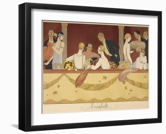 Eventails People enjoying an evening at the theatre-Georges Barbier-Framed Giclee Print