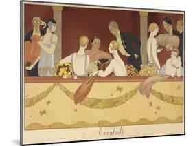 Eventails People enjoying an evening at the theatre-Georges Barbier-Mounted Giclee Print