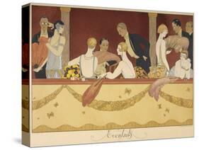 Eventails People enjoying an evening at the theatre-Georges Barbier-Stretched Canvas