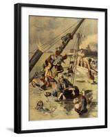 Events in Korea, Chinese Ship Sunk by Japanese, First Sino-Japanese War-null-Framed Giclee Print