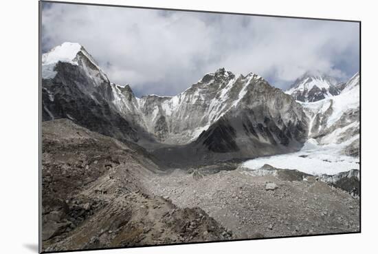 Everest Base Camp (5350m), scattering of tents at back of Khumbu glacier, Khumbu, Nepal, Himalayas-Alex Treadway-Mounted Photographic Print