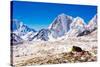 Everest Peak with prayer flags, Himalayas, Nepal, Asia-Laura Grier-Stretched Canvas