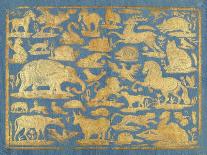 Blue Brocade Paper Decorated with Gold Animals, C. 1750-1800. Leaf Includes Domesticated and Wild M-Everett - Art-Stretched Canvas