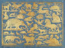 Blue Brocade Paper Decorated with Gold Animals, C. 1750-1800. Leaf Includes Domesticated and Wild M-Everett - Art-Framed Art Print