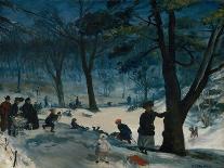 CENTRAL Park, Winter, by William Glackens, 1905, American Painting, Oil on Canvas. the Bright White-Everett - Art-Art Print
