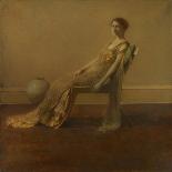 GREEN AND Gold, by Thomas Wilmer Dewing, 1917, American Painting, Oil on Canvas. A Slouching Elegan-Everett - Art-Stretched Canvas