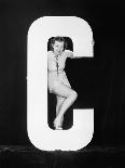 Women Posing with Huge Letter Y-Everett Collection-Photographic Print