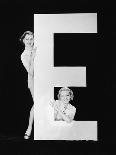 Two Young Women Posing with the Letter T-Everett Collection-Photographic Print