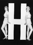 Women Posing with Huge Letter T-Everett Collection-Photographic Print