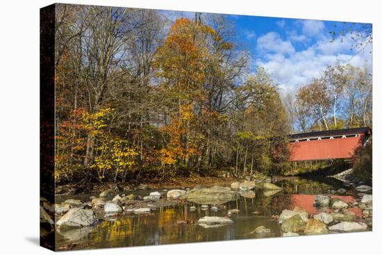 Everett Road Covered Bridge on Furnace Run Cree, Cuyahoga National Park, Ohio-Chuck Haney-Stretched Canvas