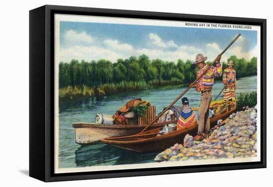 Everglades Nat'l Park, Florida - Moving Day for Seminole Indians-Lantern Press-Framed Stretched Canvas