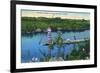 Everglades Nat'l Park, Florida - Seminole Indians in Longboat-Lantern Press-Framed Art Print