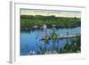 Everglades Nat'l Park, Florida - Seminole Indians in Longboat-Lantern Press-Framed Art Print