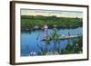 Everglades Nat'l Park, Florida - Seminole Indians in Longboat-Lantern Press-Framed Art Print