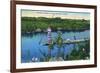 Everglades Nat'l Park, Florida - Seminole Indians in Longboat-Lantern Press-Framed Premium Giclee Print