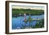 Everglades Nat'l Park, Florida - Seminole Indians in Longboat-Lantern Press-Framed Art Print