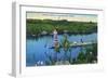 Everglades Nat'l Park, Florida - Seminole Indians in Longboat-Lantern Press-Framed Art Print