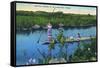 Everglades Nat'l Park, Florida - Seminole Indians in Longboat-Lantern Press-Framed Stretched Canvas