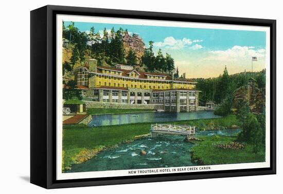 Evergreen, Colorado, Exterior View of the New Troutdale Hotel in Bear Creek Canyon-Lantern Press-Framed Stretched Canvas