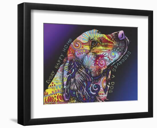 Every Happy Home, Deserves a Dog, Pets, Dogs, Purple fade, Looking up, Animals, Pop Art, Stencils-Russo Dean-Framed Giclee Print