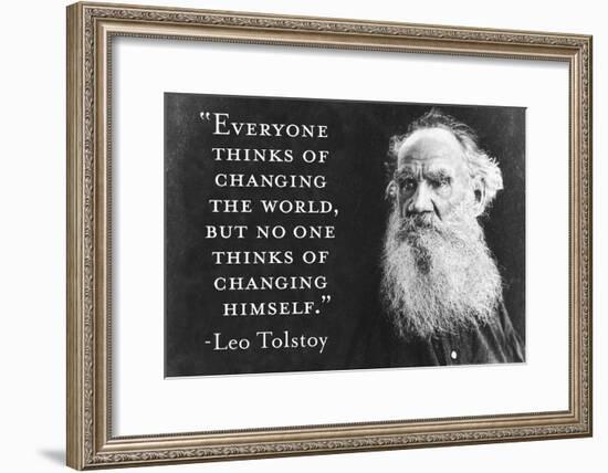 Every Thinks Of Changing World Not Himself Tolstoy Quote Poster-null-Framed Poster