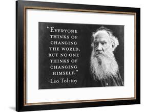 Every Thinks Of Changing World Not Himself Tolstoy Quote Poster-null-Framed Poster