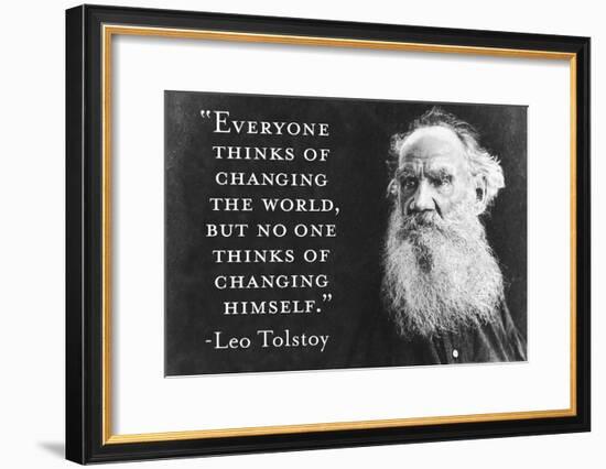 Every Thinks Of Changing World Not Himself Tolstoy Quote Poster-null-Framed Poster