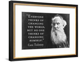 Every Thinks Of Changing World Not Himself Tolstoy Quote Poster-null-Framed Poster