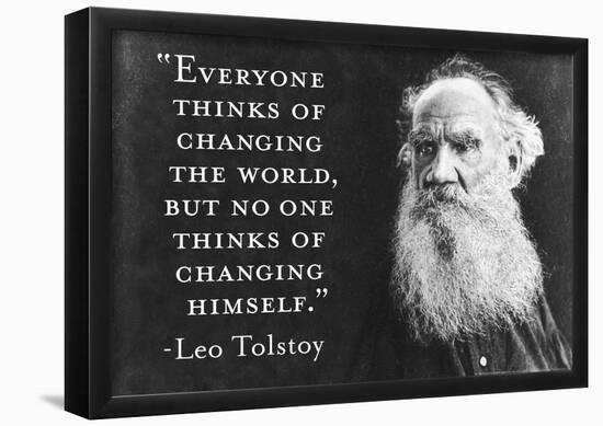 Every Thinks Of Changing World Not Himself Tolstoy Quote Poster-null-Framed Poster