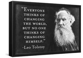 Every Thinks Of Changing World Not Himself Tolstoy Quote Poster-null-Framed Poster