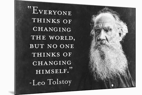 Every Thinks Of Changing World Not Himself Tolstoy Quote Poster-Ephemera-Mounted Poster