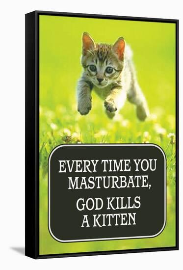 Every Time You Masturbate God Kills a Kitten - Funny Poster-Ephemera-Framed Stretched Canvas