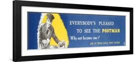 Everybody's Pleased to See the Postman, Why Not Become One?-West One Studios-Framed Art Print