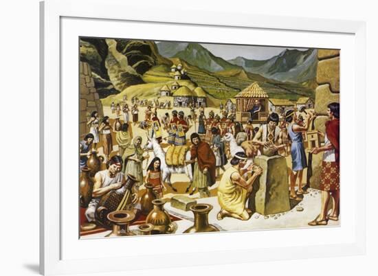 Everyday Life in an Inca Community-Mike White-Framed Giclee Print