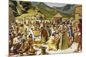 Everyday Life in an Inca Community-Mike White-Mounted Giclee Print