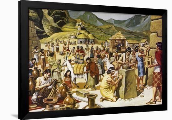 Everyday Life in an Inca Community-Mike White-Framed Giclee Print