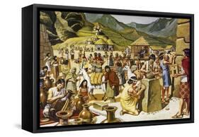 Everyday Life in an Inca Community-Mike White-Framed Stretched Canvas