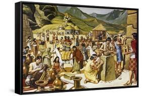 Everyday Life in an Inca Community-Mike White-Framed Stretched Canvas