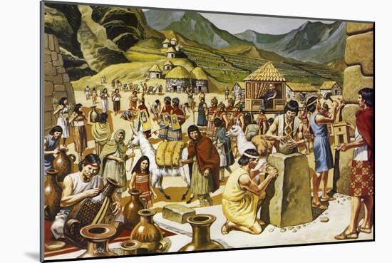 Everyday Life in an Inca Community-Mike White-Mounted Giclee Print