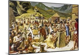 Everyday Life in an Inca Community-Mike White-Mounted Giclee Print