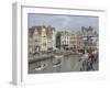 Everyday Scene Along Graslei Bank, Gravensteen Castle Beyond, in Centre of Ghent, Belgium-James Emmerson-Framed Photographic Print