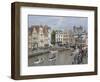 Everyday Scene Along Graslei Bank, Gravensteen Castle Beyond, in Centre of Ghent, Belgium-James Emmerson-Framed Photographic Print