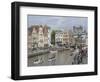 Everyday Scene Along Graslei Bank, Gravensteen Castle Beyond, in Centre of Ghent, Belgium-James Emmerson-Framed Photographic Print