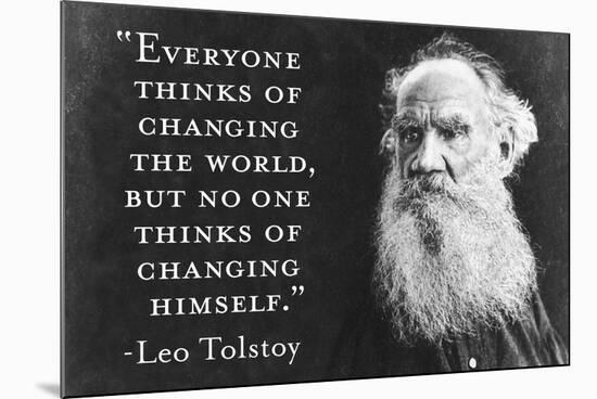 Everyone Thinks Of Changing World... Not Himself - Tolstoy Quote Poster-Ephemera-Mounted Poster